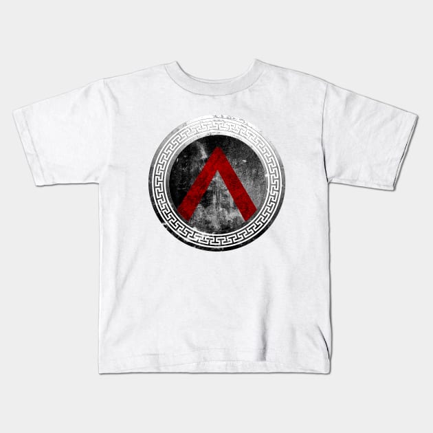 Spartan Warrior Lambda Shield Kids T-Shirt by Dojaja